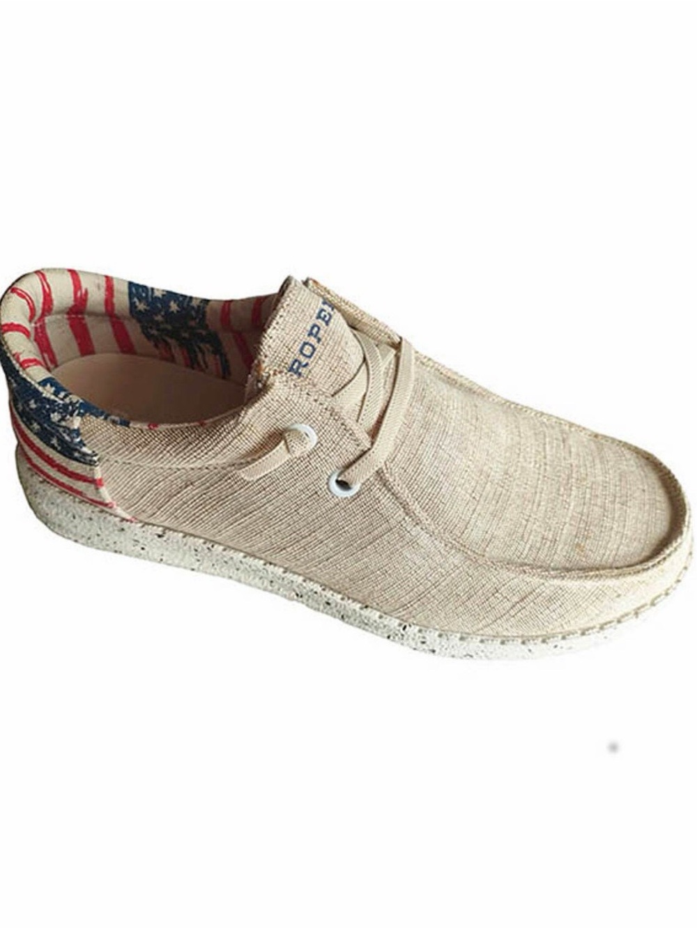 Roper Beige Slip-On Loafer with American Flag Trim